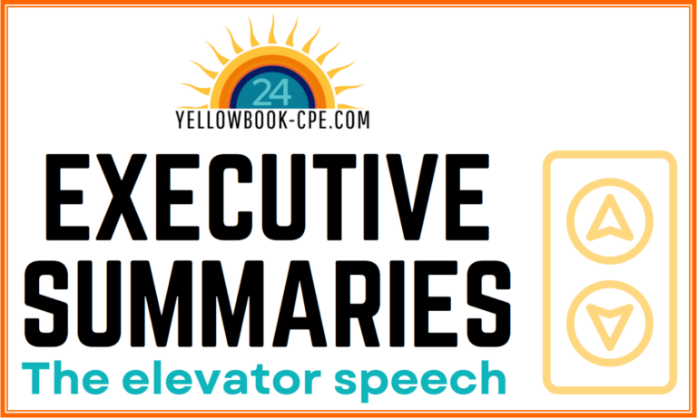 Executive Summaries - elevator speech and list of things to not forget blog header